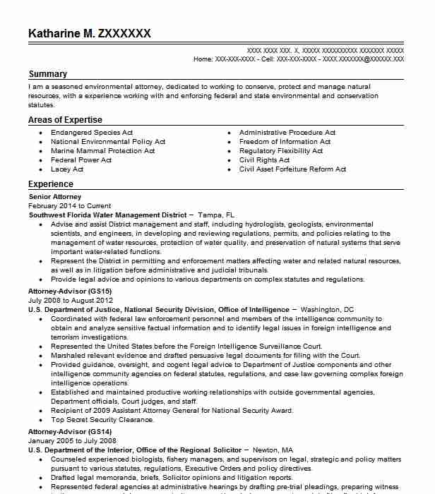 Senior Attorney Resume Example