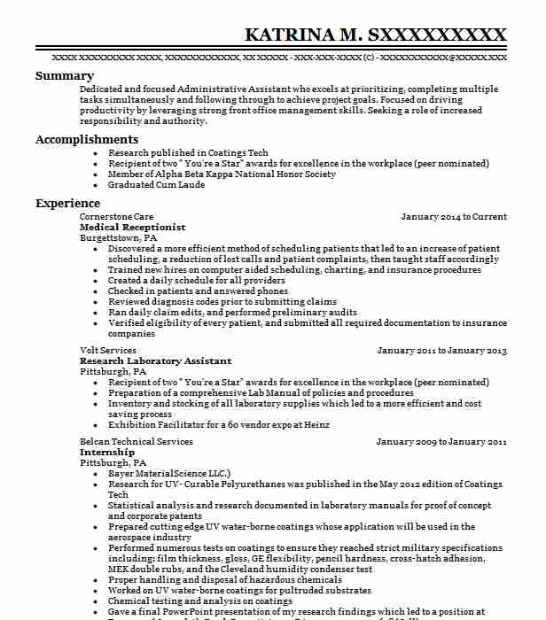 Medical Receptionist Resume Example