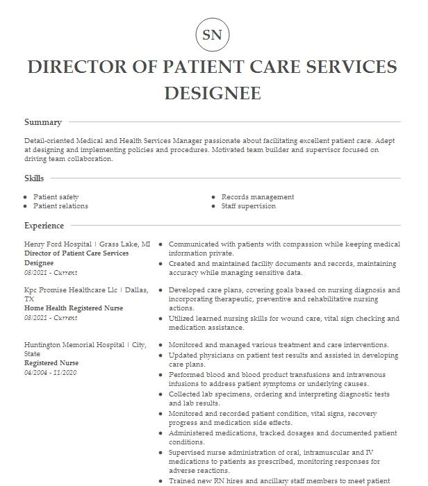 Child Care Designee Resume Example