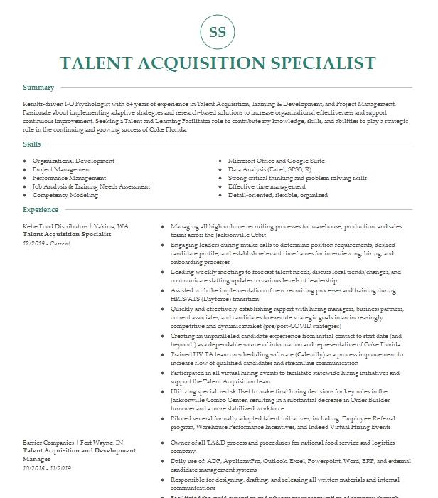 talent-acquisition-manager-resume-sample