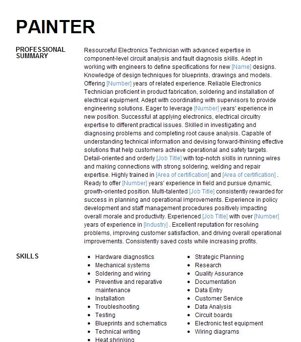 Painter Resume Example