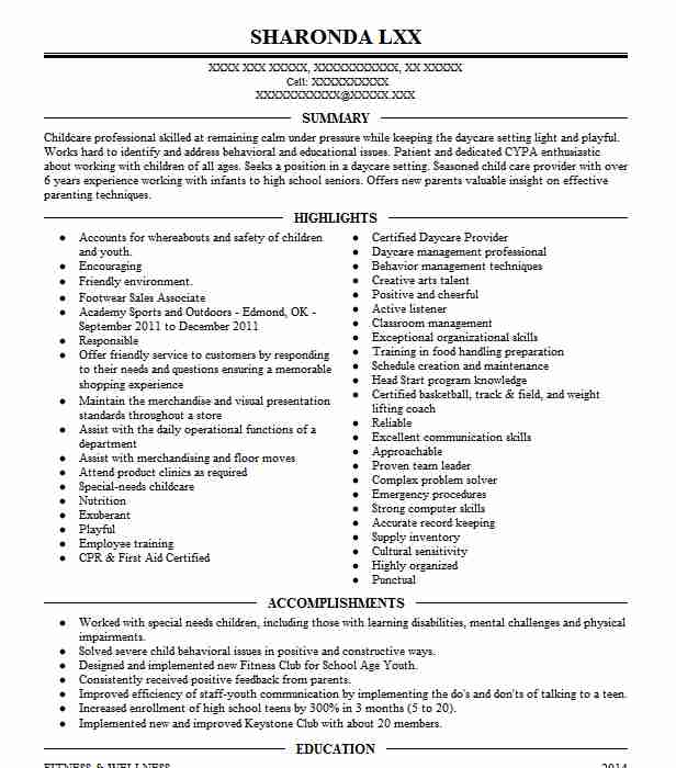 Child And Youth Program Assistant Resume Example