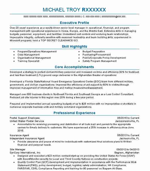 Pse Postal Support Employee Resume Example