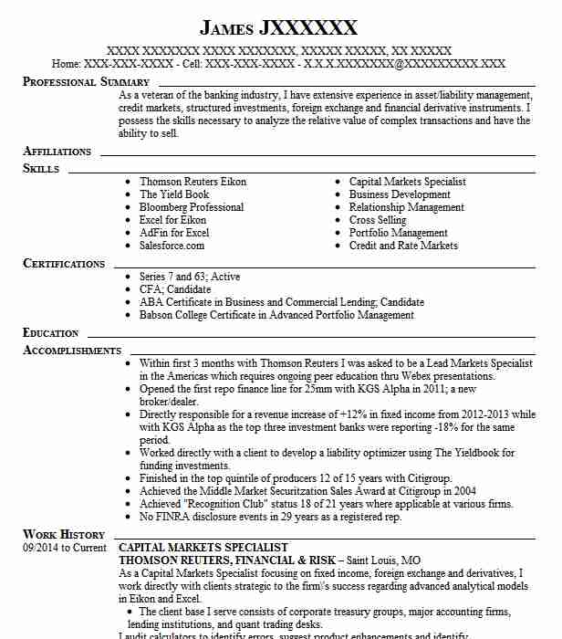 Capital Markets Engineering Team Lead Resume Example