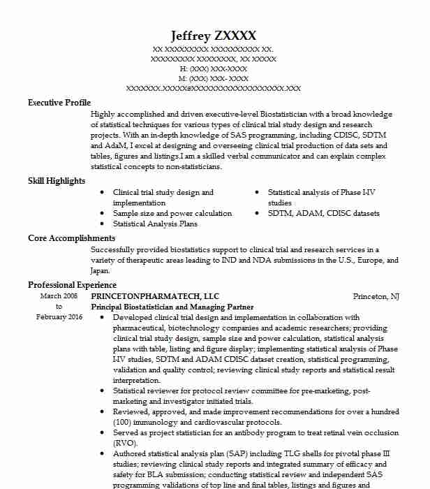 Biostatistician Resume Example