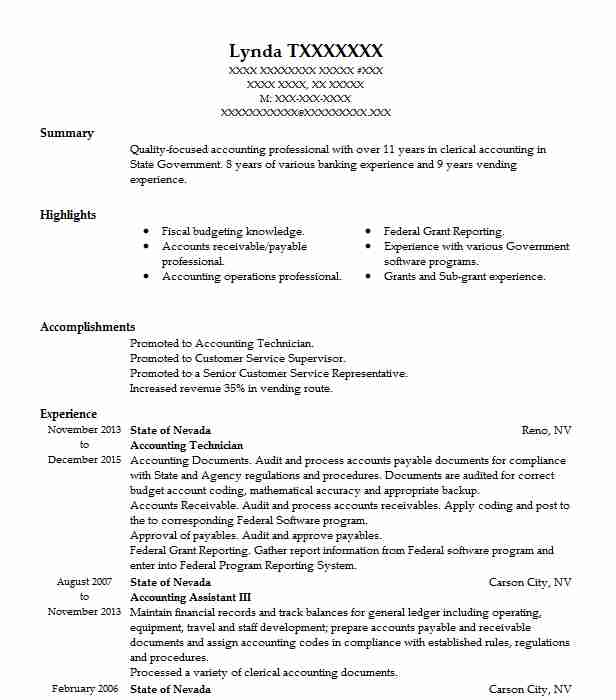 A R Accounting Technician Resume Example