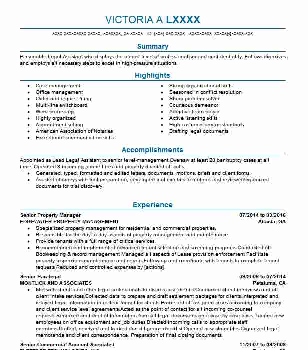 Senior Property Manager Resume Example