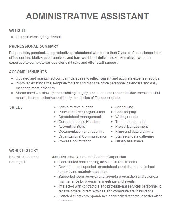 Administrative Assistant Resume Example