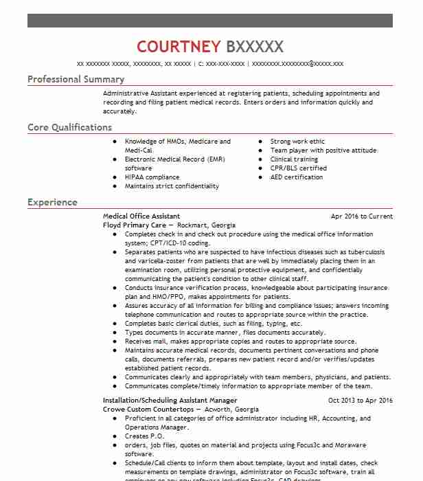 Medical Office Assistant Resume Example