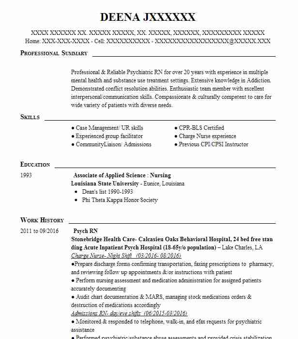 Psych Rn Resume Example