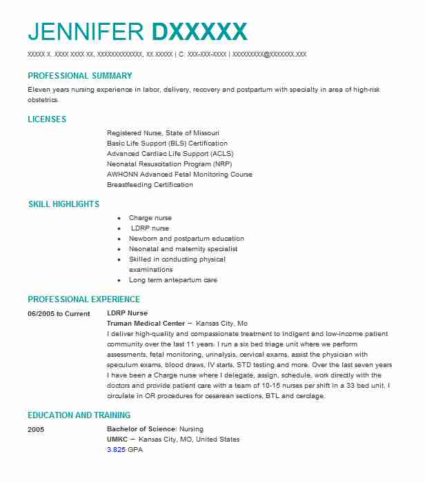 Rn Ldrp Resume Example