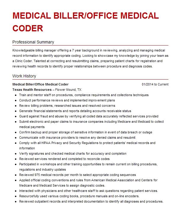 Medical Biller And Coder Resume Example