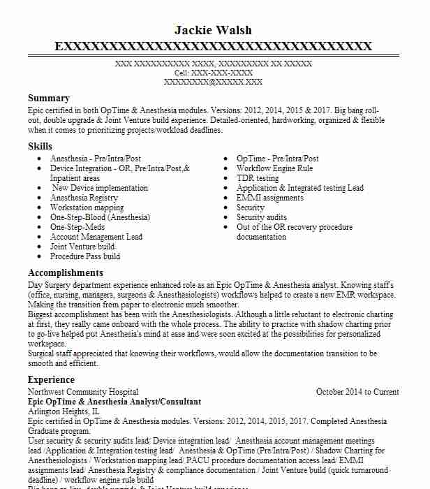 Epic Analyst Resume Example