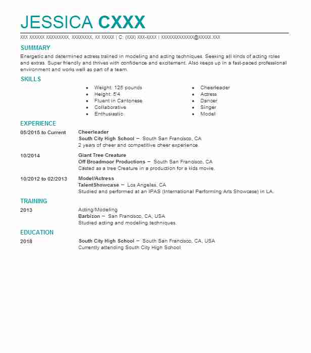 Cheerleader Resume Example