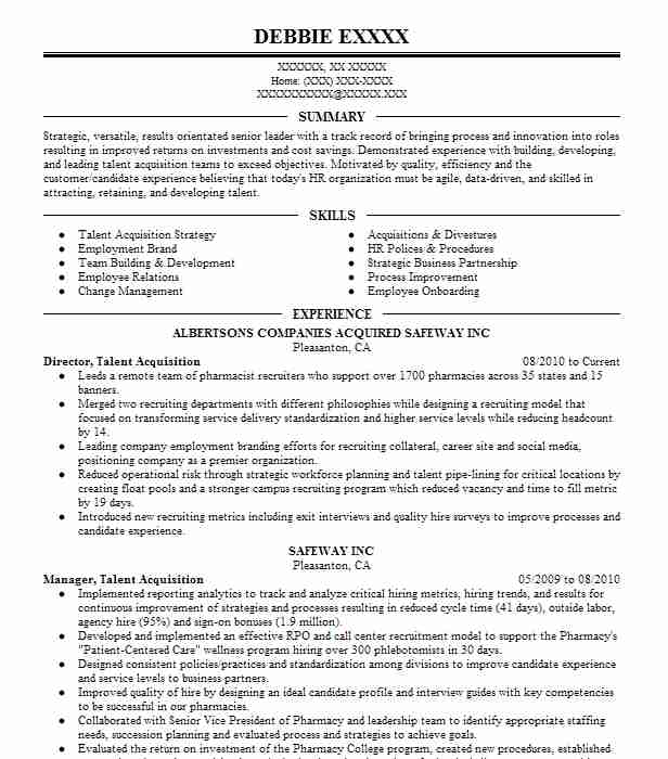 Director, Talent Acquisition Resume Example