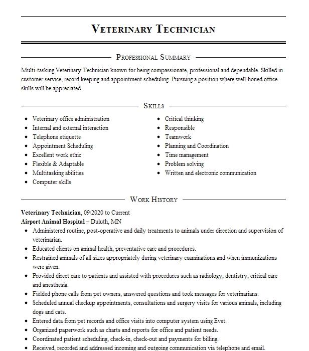 Veterinary Technician Objectives | Resume Objective