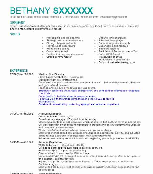 Director Of Spa Wellness Resume Example