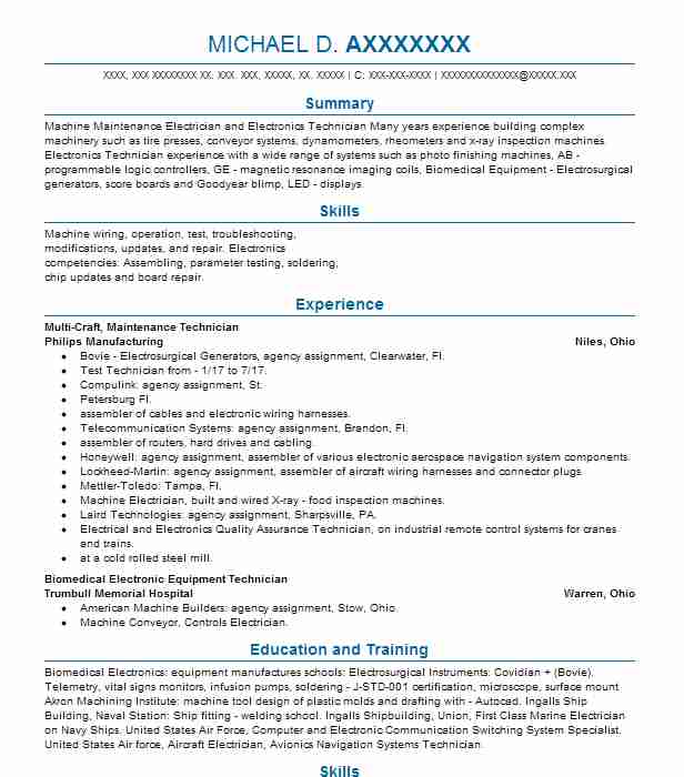 Maintenance Team Leader Multi Craft Resume Example