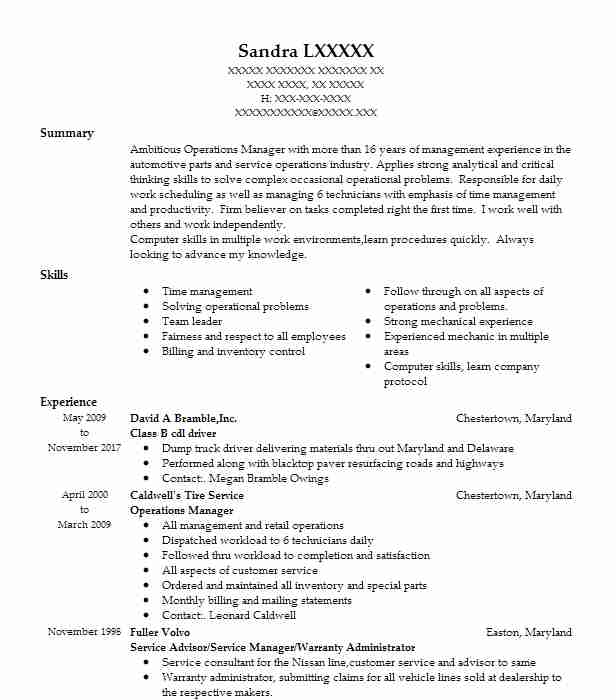 Class B Cdl Driver Resume Example