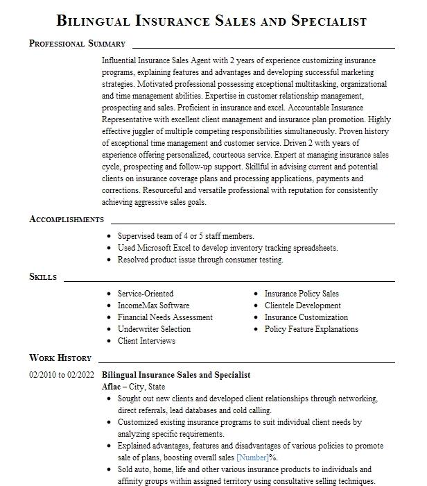 Bilingual Collections Specialist Resume Example