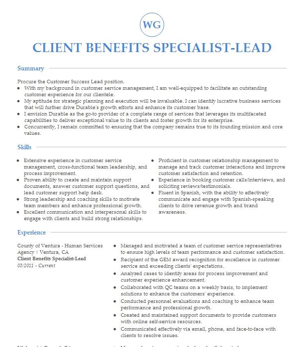 Client Benefits Specialist