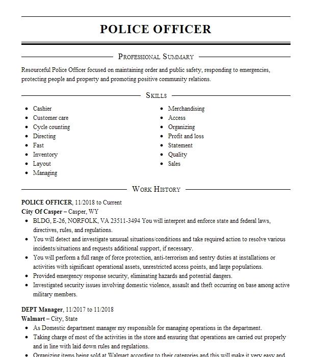 Police Officer Resume Example