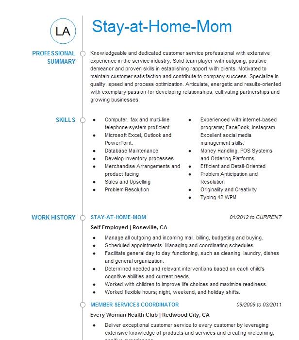 how to build a resume stay at home mom