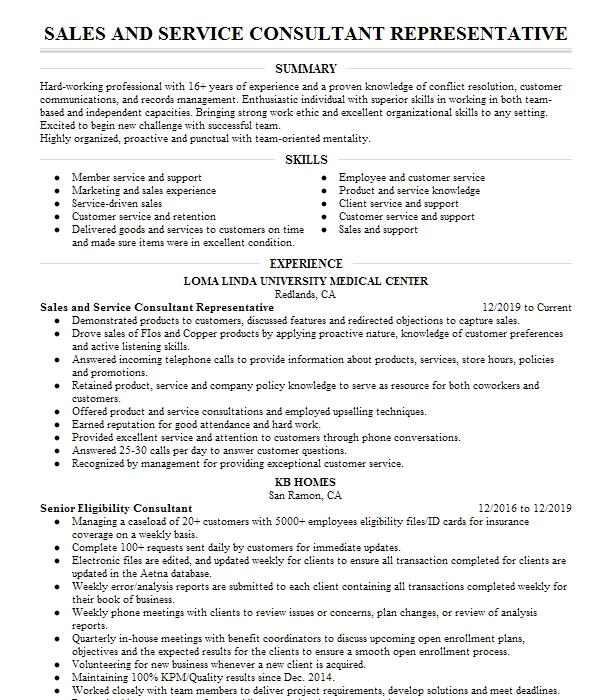 Medspa Sales Consultant Customer Service Representative Resume Example