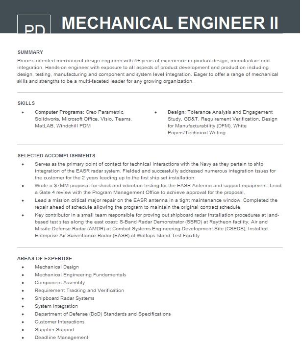 Mechanical Engineer Objectives 