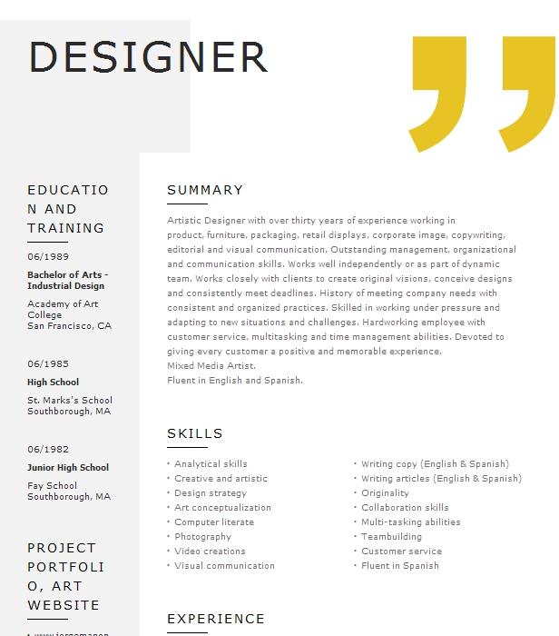 Jewelry Designer And Owner Resume Example