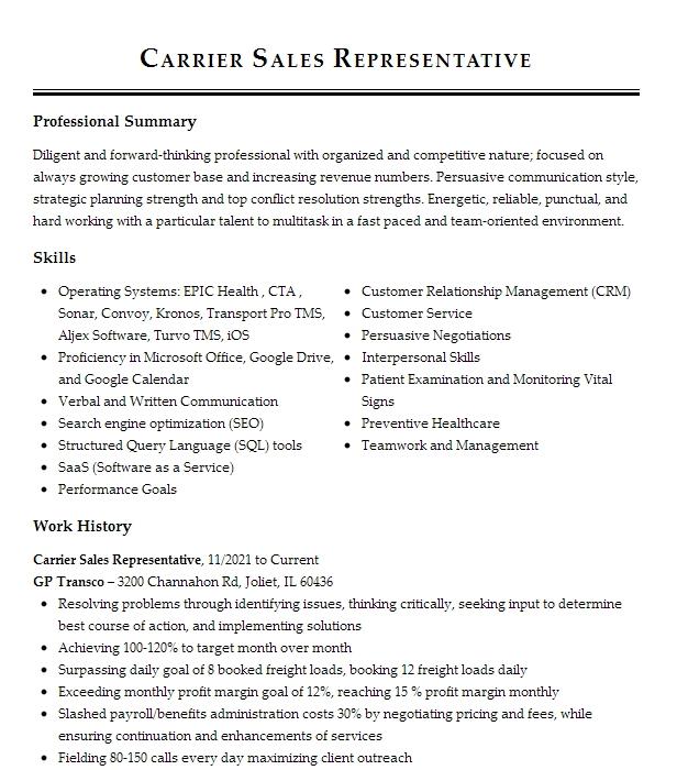 carrier-sales-representative-resume-example