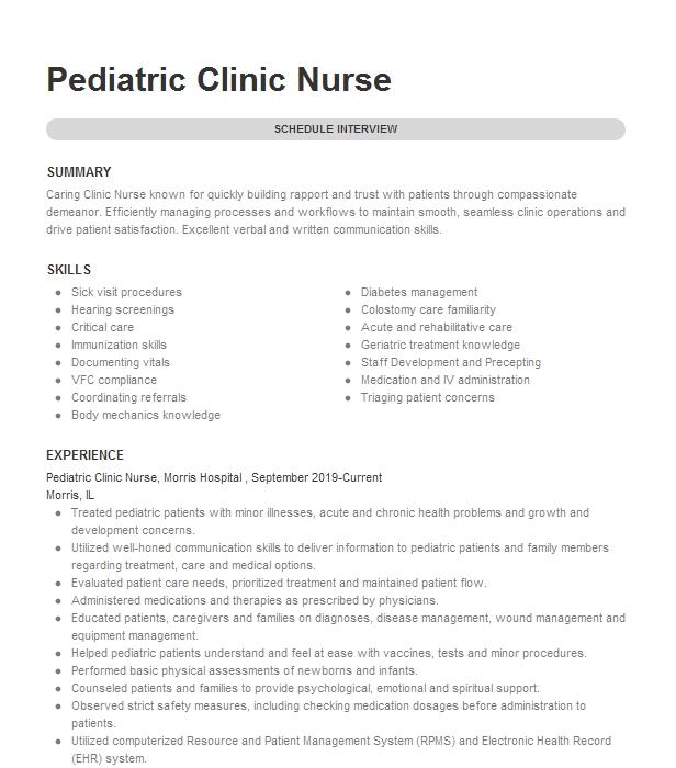 Pediatric Nurse Objectives | Resume Objective | LiveCareer