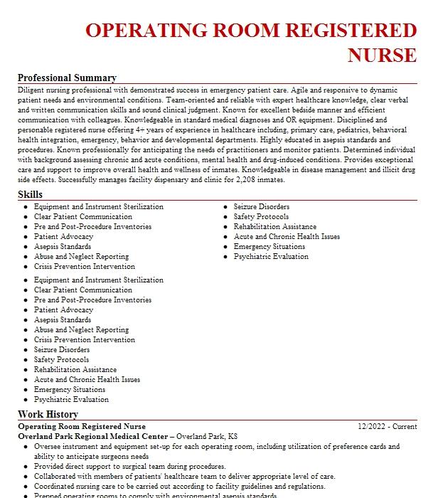 Rncharge Nurse Interim Dir Emergency Department Resume Example