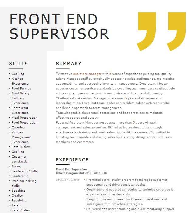 front-end-supervisor-resume-example