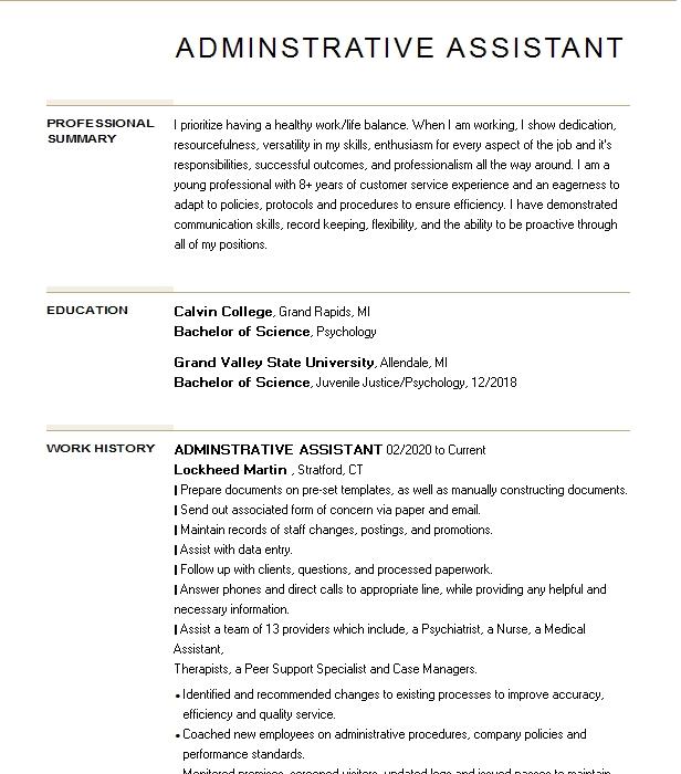 Adminstrative Assistant Resume Example