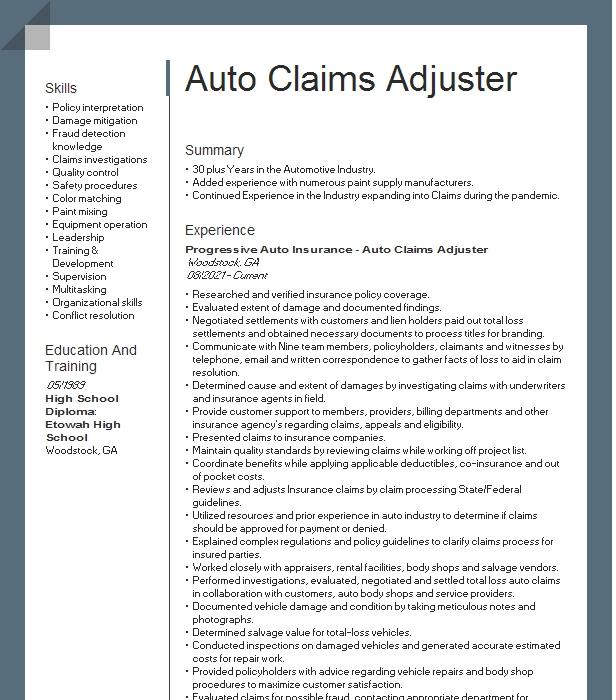 auto-claims-adjuster-resume-example