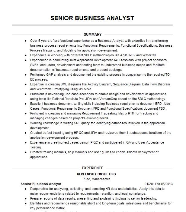 Senior Business Analyst Resume Example