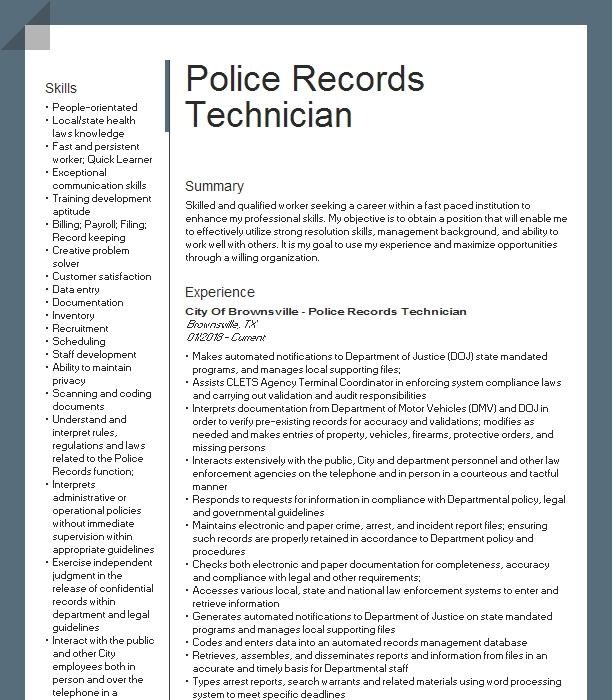 Police Records Clerk Objectives | Resume Objective