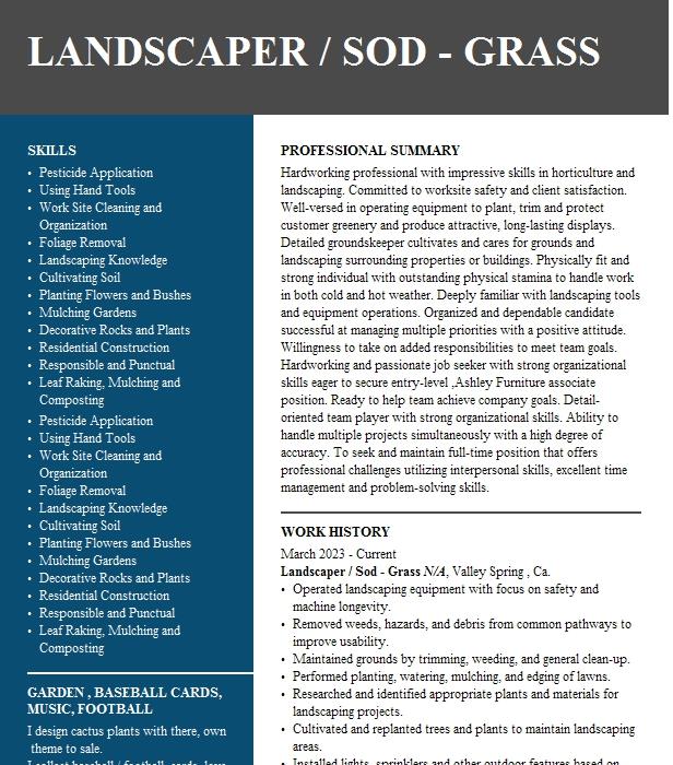 Grass Cutter Resume Example 3027