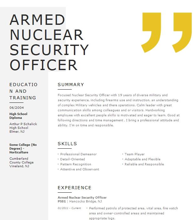 armed-nuclear-security-officer-resume-example