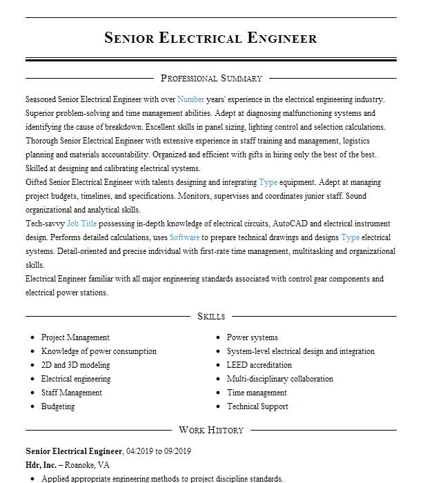 Electrical Engineer Resume Objective Examples | LiveCareer