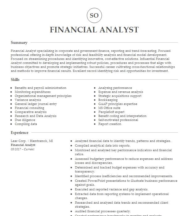 How To Write A Financial Analyst Resume Summary