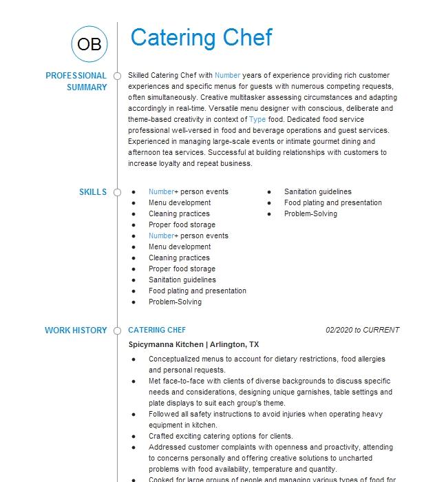 Catering Chef Resume Example