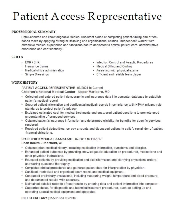 Registered Medical Assistant Resume Example