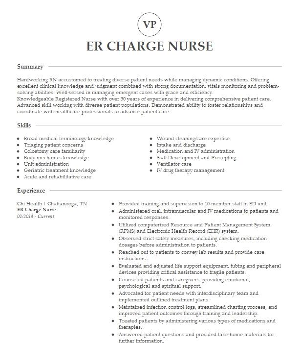 Er Charge Nurse Resume Example