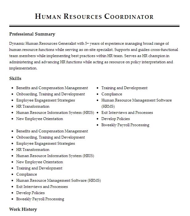 resume objective for human resources coordinator position