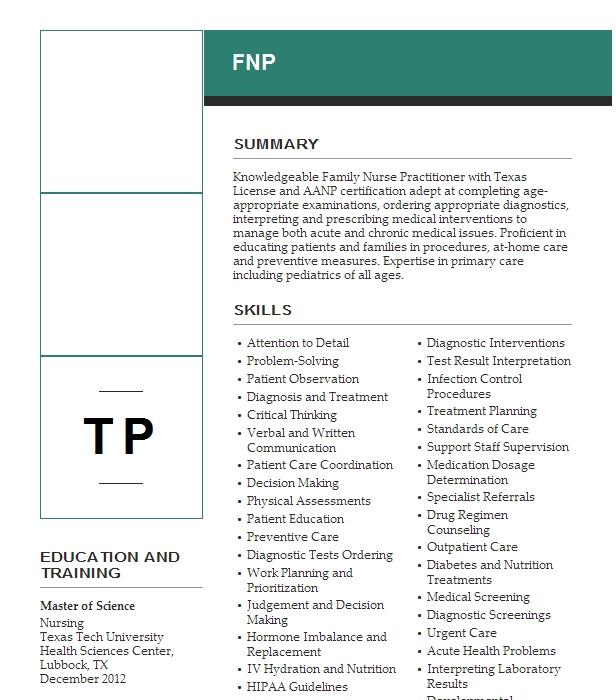 fnp-resume-example