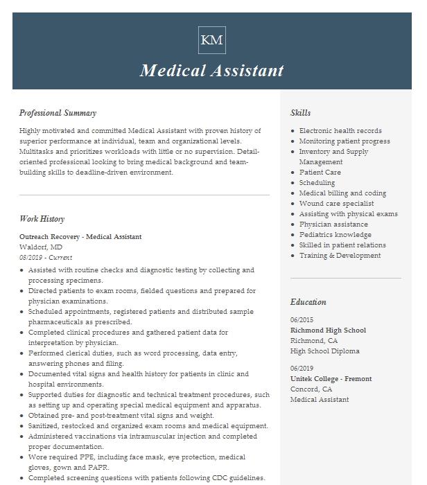 Medical Assistant Resume Example