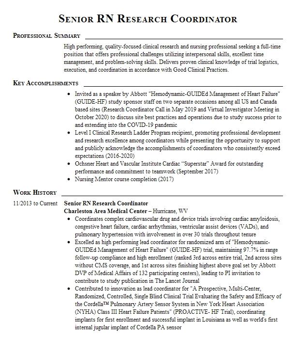 Research Rn Resume Example