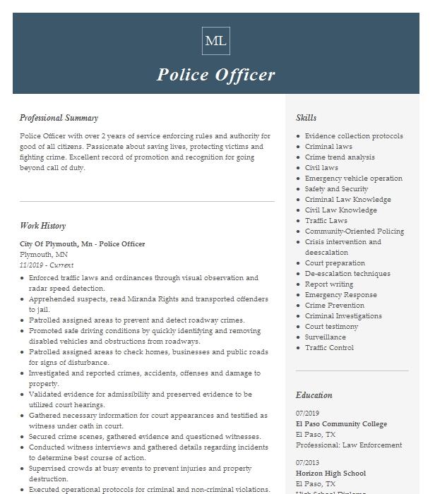 Police Officer Objectives | Resume Objective | LiveCareer